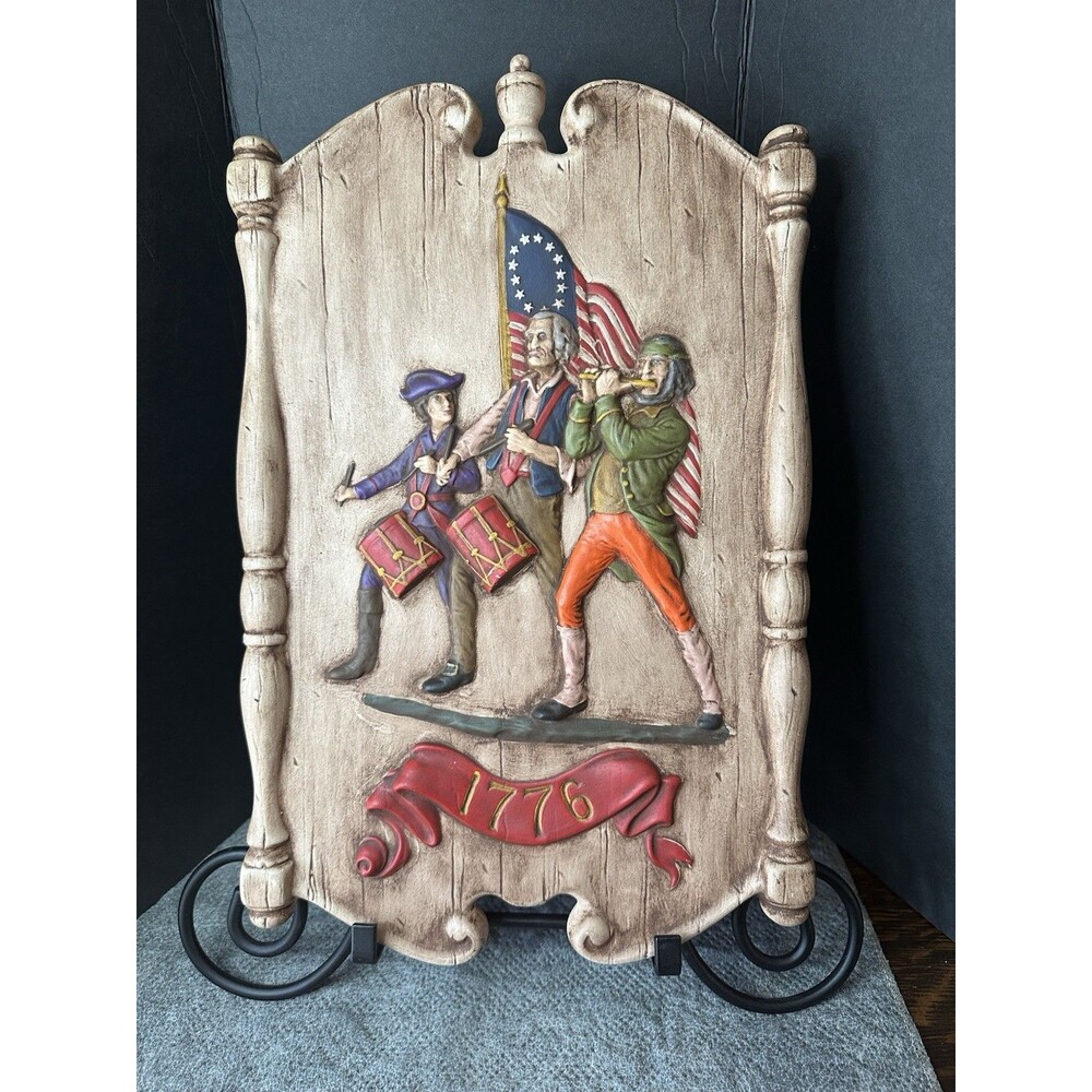 Vintage 1776 Patriotic Wall Plaque – Colonial Drummers & Fife Player